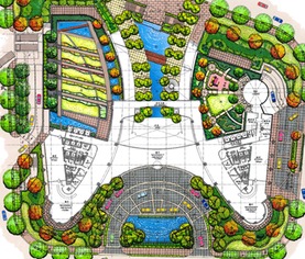 商務區園林景觀與設施施工一體化設計方案解析